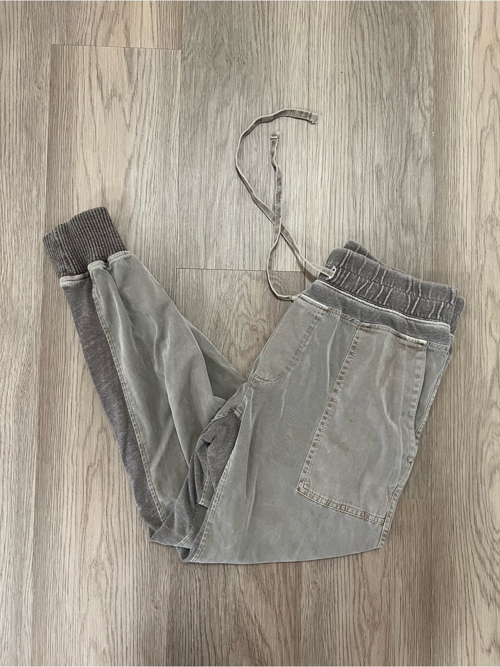 James Perse Mixed Media Jogger Pants Gray Size 2 Cotton Lyocell Drawstring